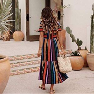 Boutique striped boho shirtdress